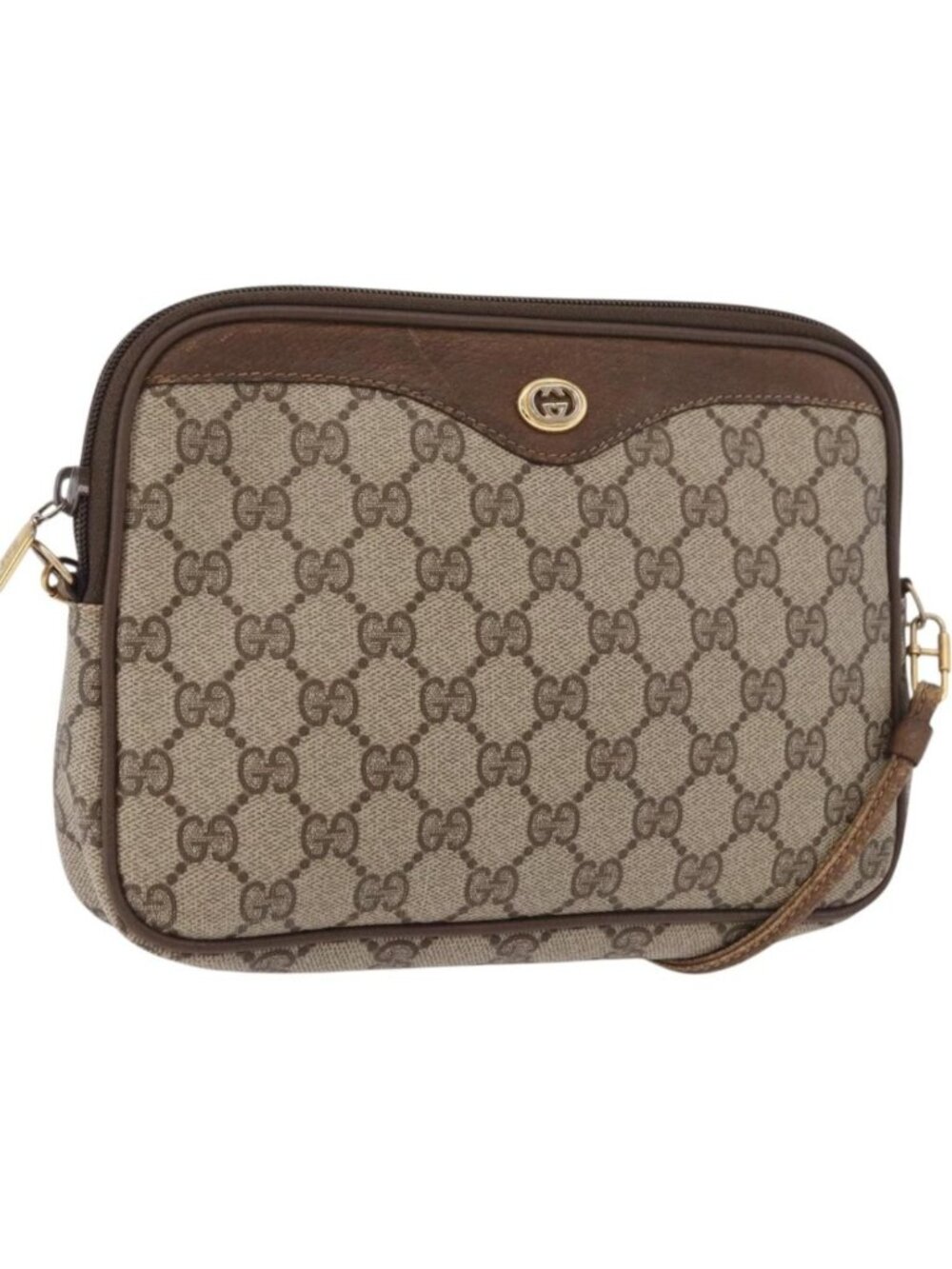 GUCCI GG Supreme Shoulder Bag PVC Beige Gold 56 02 068